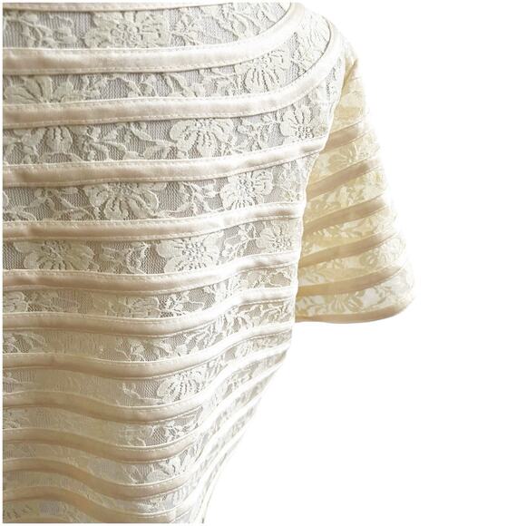 Moshita Couture Vintage Lace & Satin Bolero Cropped Sized XL Cream Wedding - Picture 4 of 9